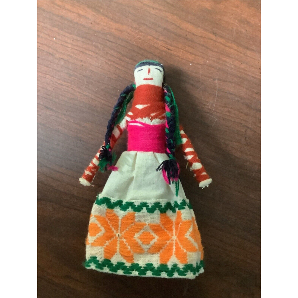 Native South American Knit Doll Andes Bolivia Peru 6” Handmade
